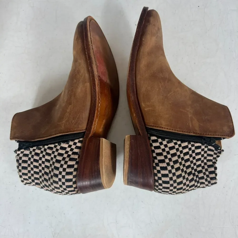 The Root Collective Espe Ankle Boots Womens 7 Handmade Chestnut Leather